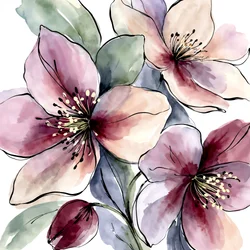Rosa akvarellblommor