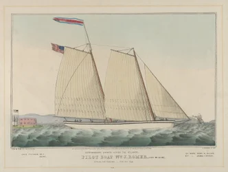 Pilotbåten William J. Romer, kapten McGuire, på väg till England den 9 februari 1846 (handfärgad litografi)
