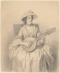 Kvinna som spelar en cittern