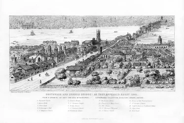 Southwark och London Bridge som de såg ut omkring 1546, c1860.