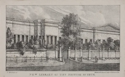Utsikt över det nya biblioteket på British Museum, ca 1830 (litho)