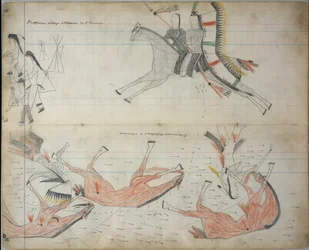 Cheyenner avvisade och sårade, ca 1877-79 (reskontraritning)