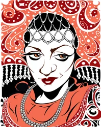 Olga Borodina, rysk mezzosopran, färgversion av svartvit filbild, 2005 av Neale Osborne