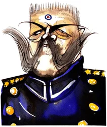 Paul von Hindenburg -Polskfödd, tysk general och president (1847-1934); karikatyr i färg