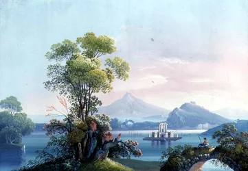Neapel: Utsikt över Vesuvius (gouache)