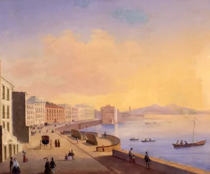 Gamla Saint Lucia-gatan i Neapel