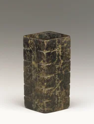Tall tube (cong) Lake Tai region, Liangzhu culture, 3300-2250 BC (jade)