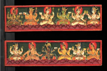Bokomslag från ett Shaiva-manuskript (ogenomskinlig wc på trä)