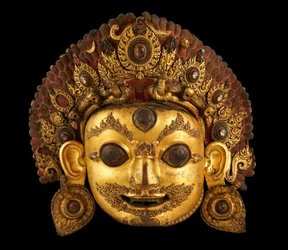 Chef för Bhairava, ca 1500-talet (målad förgylld koppar och bergskristall)
