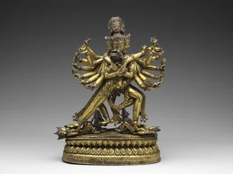 Shastradhara (vapenbärande) Hevajra, ca. 1531 (förgylld koppar och pigment)