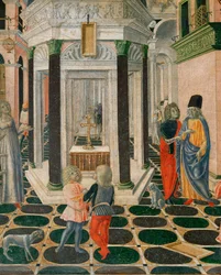 Scen ur Sankt Bernhard av Sienas liv (tempera på trä)
