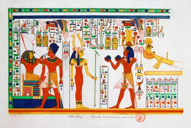 Väggmålning från El-Kab, Egypten, 1841