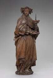 Ängel som håller ljusstake, ca 1480-1500 (ek)