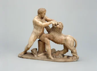 Hercules brottning Nemean Lion (alabaster)