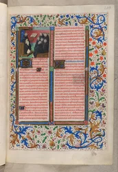 MS 18851, f.203r En dominikan som läser för sina medbröder (Rubriker för fester), Breviary, Use of the Dominicans (