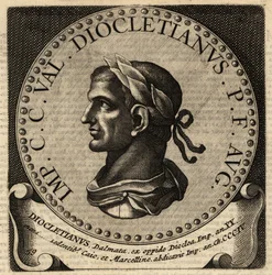 Porträtt av den romerske kejsaren Diocletianus.