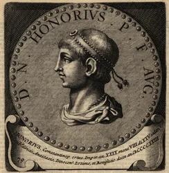 Porträtt av den romerske kejsaren Honorius.
