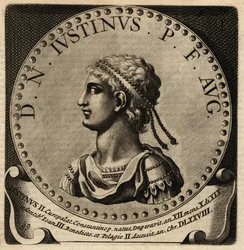 Porträtt av den romerske kejsaren Justin II.
