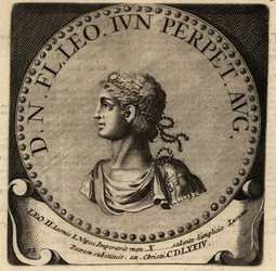 Porträtt av den romerske kejsaren Leo II.