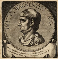 Porträtt av den romerske kejsaren Magnentius.