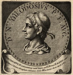 Porträtt av den romerske kejsaren Theodosius II.