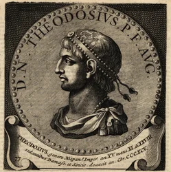 Porträtt av den romerske kejsaren Theodosius I.