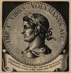 Porträtt av den romerske kejsaren Volusian.