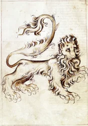 Sloane 3983 f.16v Stjärntecknet Lejonet (vellum)