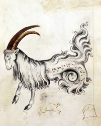 Sloane 3983, f.3v Stjärntecknet Stenbocken (vellum)