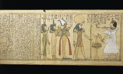Papyrus of Khonsumes, The Book of the Dead, den avlidne som ger offer till Osiris, Isis och Nephthys, tredje mellanperioden