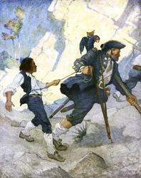 För hela världen leddes jag som en dansande björn, en illustration från "Treasure Island" av Robert Louis Stevenson, pub.av Charles Scribners Sons