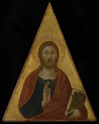 Christ Blessing, cirka 1340 (tempera och bladguld på panel)