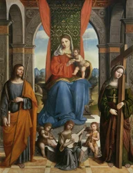 Madonna och barn med St. James av Galicien och St. Helena