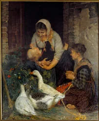 Maternal Joy Målning av Niccolo Cannici (1846-1906)