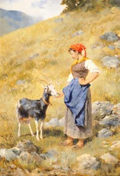 Shepherdess, av Niccolo Cannicci (1846-1906)