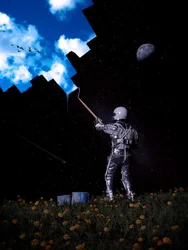 Astronaut som målar himlen