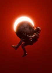 Astronauten Red Cosmic Eclipse