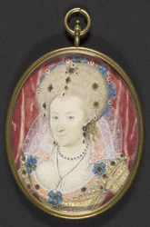 Anne av Danmark, ca 1600 (gouache på veläng på kortet)