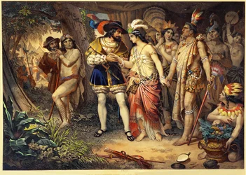 Mayahövdingen Zingari presenterar sin syster för Hernan Cortes...