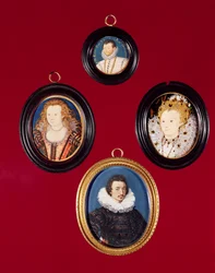 Samling av miniatyrer: Francis Drake (nu i National Portrait Gallery, se 1619); Elizabeth I (nu i National Portrait Gallery); Isaac Oliver; Elizabeth, drottning av Böhmen