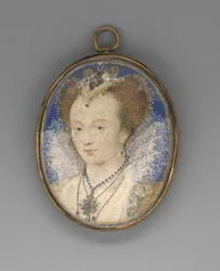 Porträtt av en kvinna, ca 1590 (vellum på kortet)