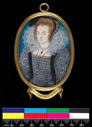 Okänd dam (tidigare identifierad som grevinnan av Dorset), ca 1595 (bodycolour på pergament på spelkort)