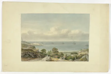 Medelhavslandskap med hamn