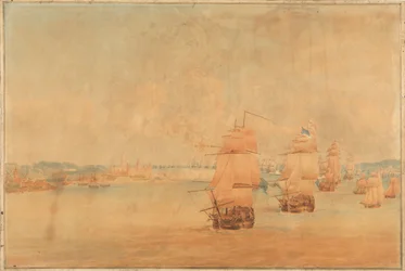 Pocock, den engelska flottan passerar Öresund den 28 mars 1801