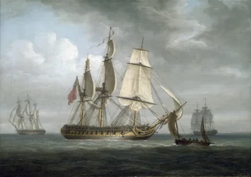 Fregatten "Triton", byggd i Deptford (England) 1796, tillsammans med andra fartyg. Olja på duk