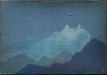 Himalaya, månupplysta berg, skiss, 1933
