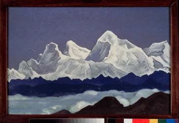 Mount Everest (Chomolungma) i Himalaya (Tibet). Målning av Nicolas (Nicholas) Roerich (1874-1947), tempera på duk