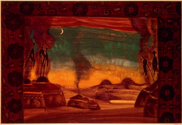 Polovtsian Camp ... (tempera på papper)