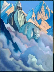 Svyatogor (rysk legendarisk karaktär). Målning av Nicolas (Nicholas) Roerich (1874-1947), tempera på duk