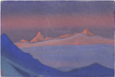 Tangla La par Roerich, Nicholas (1874-1947). Tempera på kartong, storlek: 30,5x45,7